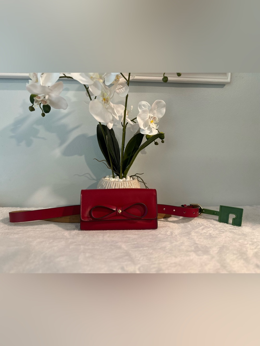 Kate Spade Red Leather Bow Belt Bag Fanny Pack NWT L/XL